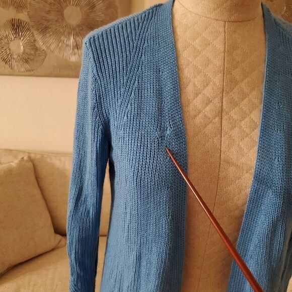 Halogen Long Ribbed Cardigan sz Small in Blue - Picture 8 of 8